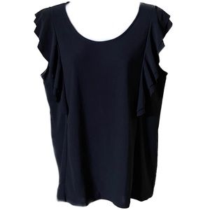 cap sleeve blouse with ruffle flutter accents business casual by Love Scarlett